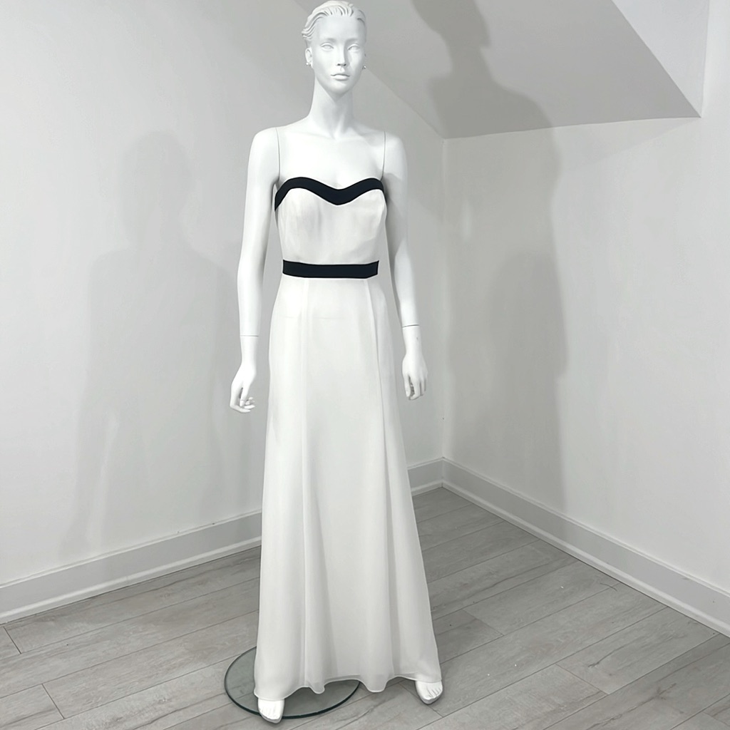 Nwt Sample Social 8146 Bride Bridesmaid Size 10 Ivory/ Black. Georgette.Pristine